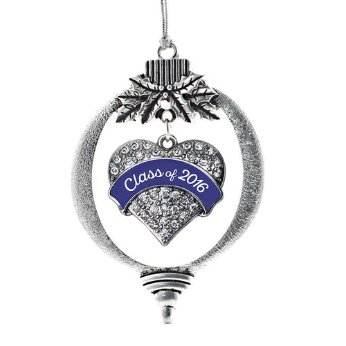 Navy Class of 2016 Pave Heart Charm Christmas / Holiday Ornament