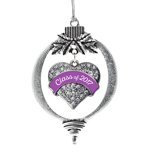 Purple Class of 2017 Pave Heart Charm Christmas / Holiday Ornament