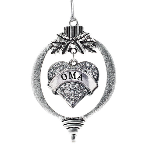 Oma Pave Heart Charm Christmas / Holiday Ornament