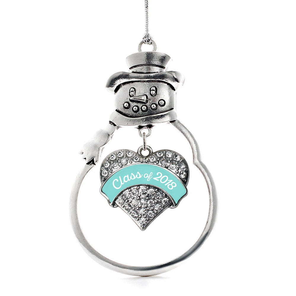 Teal Class of 2018 Pave Heart Charm Christmas / Holiday Ornament