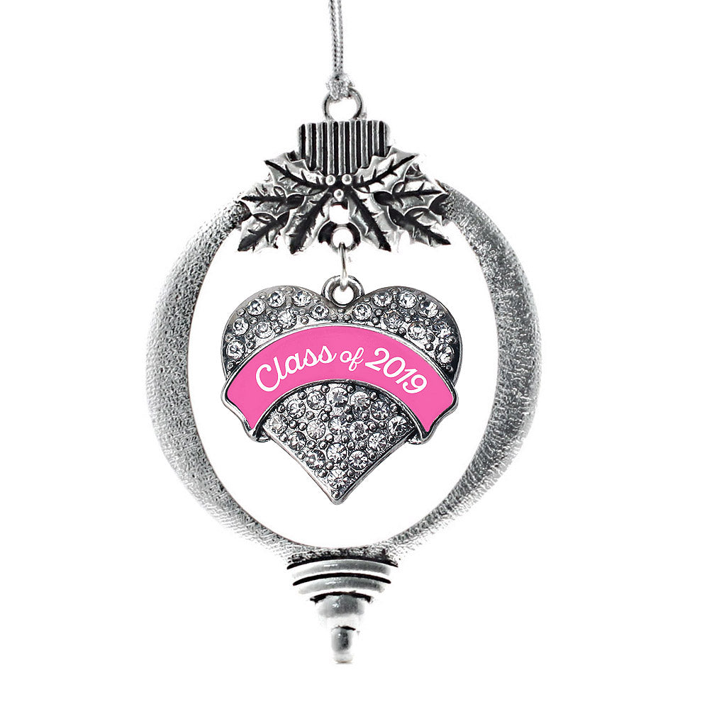 Pink Class of 2019 Pave Heart Charm Christmas / Holiday Ornament