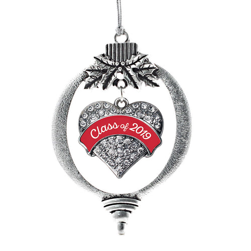 Red Class of 2019 Pave Heart Charm Christmas / Holiday Ornament
