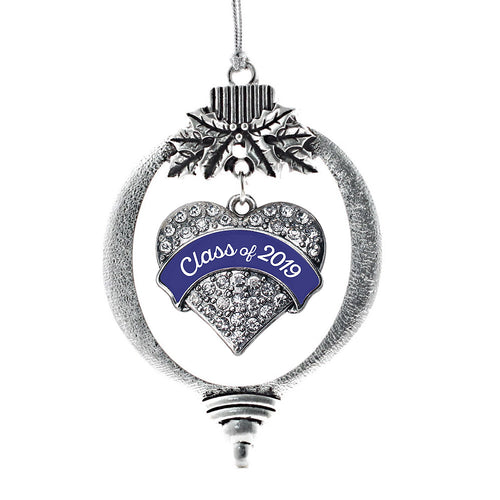Navy Class of 2019 Pave Heart Charm Christmas / Holiday Ornament