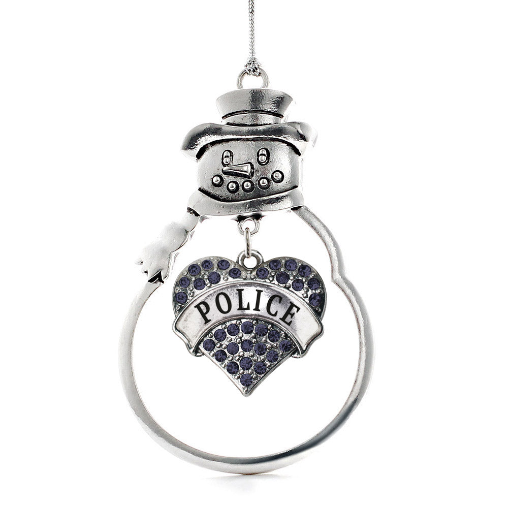 Police Pave Heart Charm Christmas / Holiday Ornament