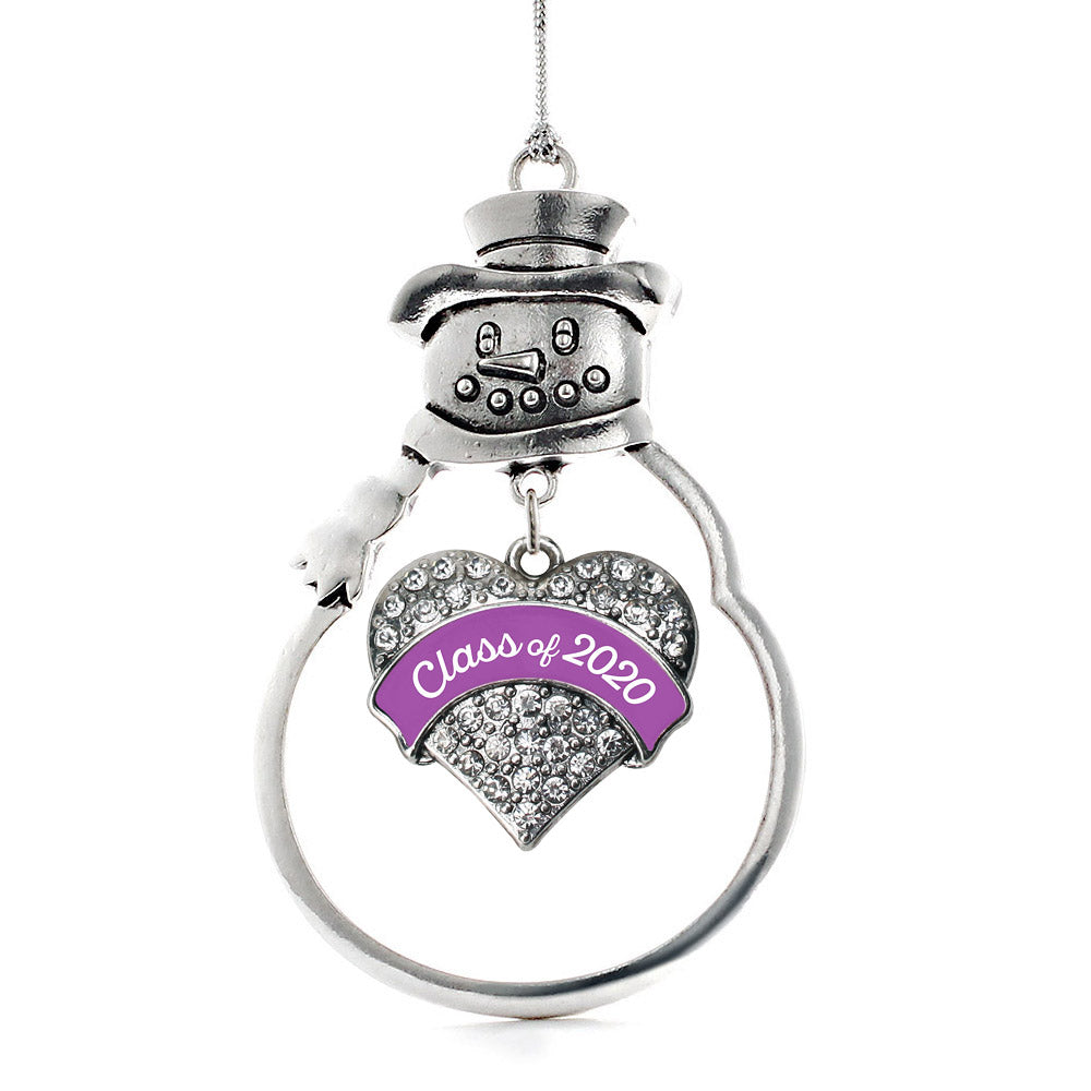 Purple Class of 2020 Pave Heart Charm Christmas / Holiday Ornament
