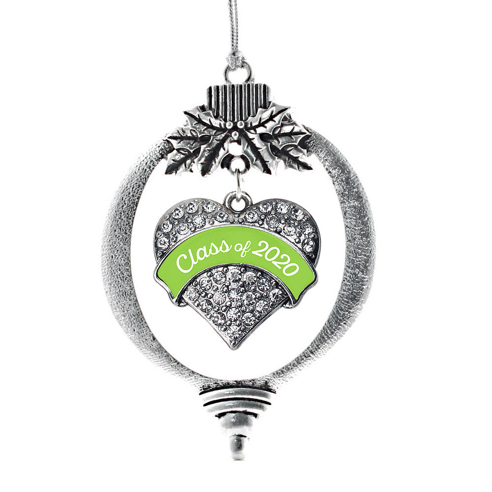 Lime Green Class of 2020 Pave Heart Charm Christmas / Holiday Ornament