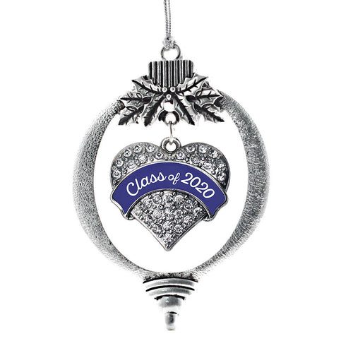 Navy Class of 2020 Pave Heart Charm Christmas / Holiday Ornament