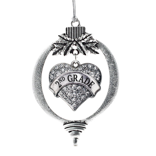 2nd Grade Pave Heart Charm Christmas / Holiday Ornament