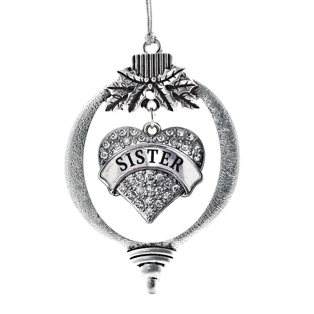 Sister Pave Heart Charm Christmas / Holiday Ornament