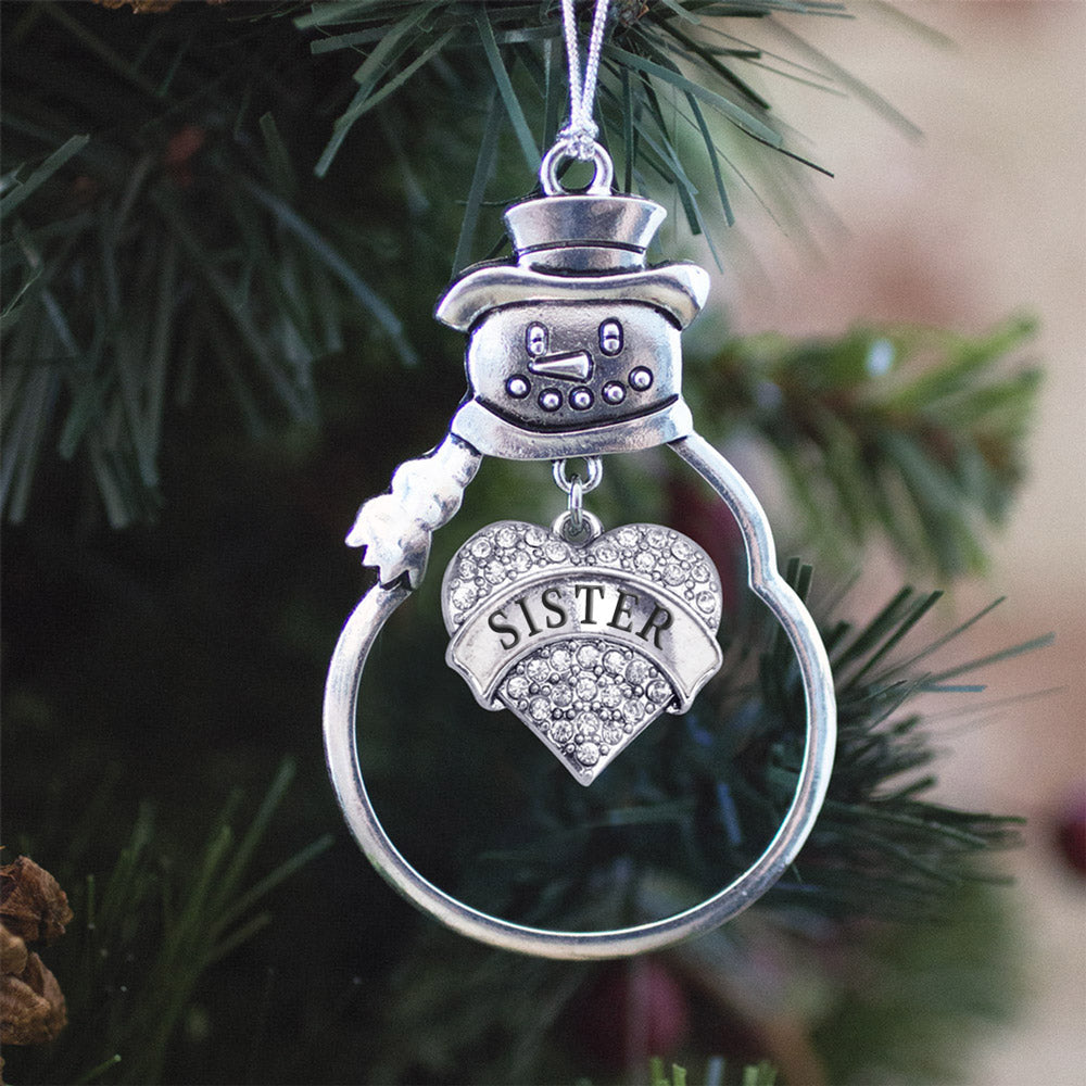 Sister Pave Heart Charm Christmas / Holiday Ornament