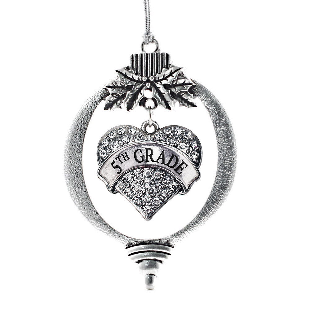 5th Grade Pave Heart Charm Christmas / Holiday Ornament