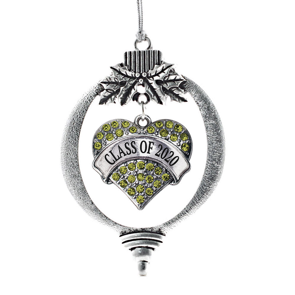 Class of 2020 Green Pave Heart Charm Christmas / Holiday Ornament