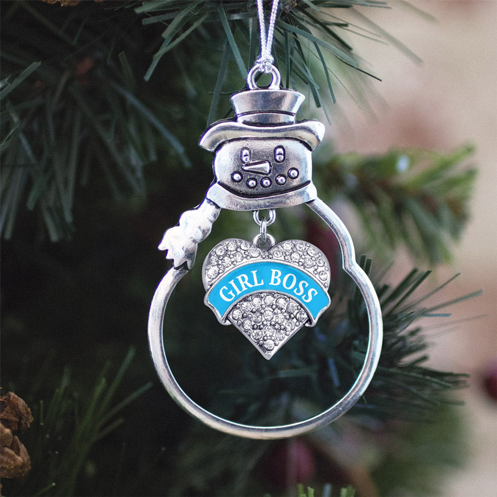Blue Girl Boss Pave Heart Charm Christmas / Holiday Ornament