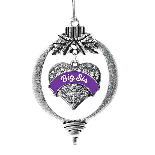 Purple Big Sister Pave Heart Charm Christmas / Holiday Ornament