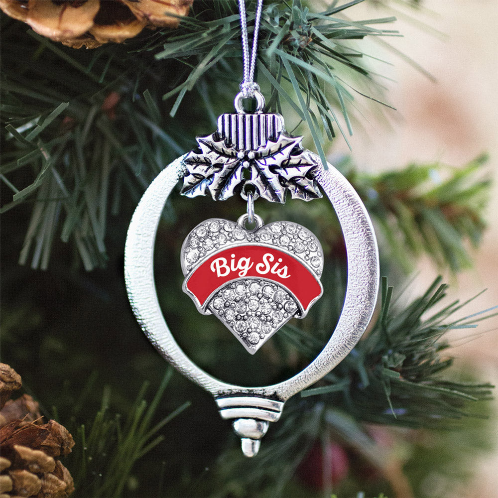 Red Big Sis Pave Heart Charm Christmas / Holiday Ornament