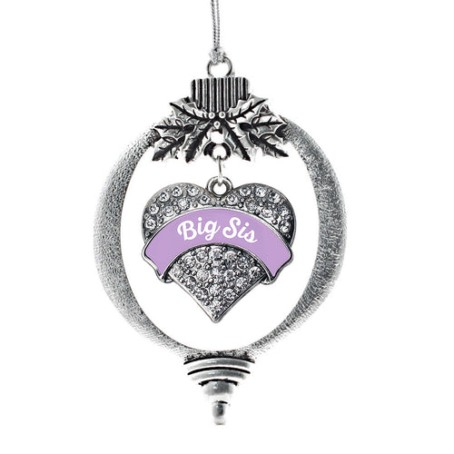 Lavender Big Sister Pave Heart Charm Christmas / Holiday Ornament