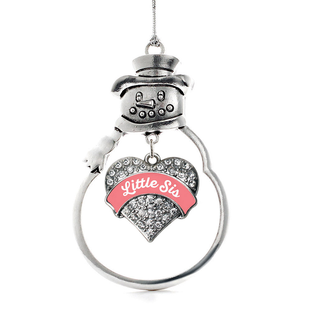Coral Little Sister Pave Heart Charm Christmas / Holiday Ornament