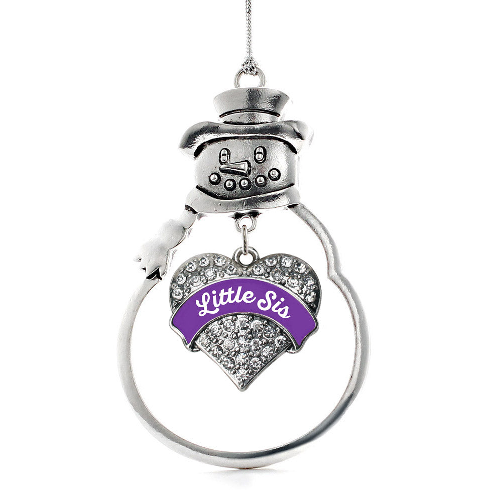 Purple Little Sister Pave Heart Charm Christmas / Holiday Ornament