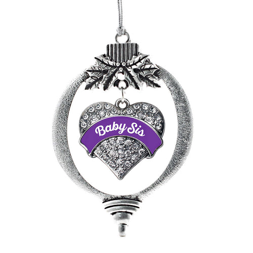 Purple Baby Sister Pave Heart Charm Christmas / Holiday Ornament