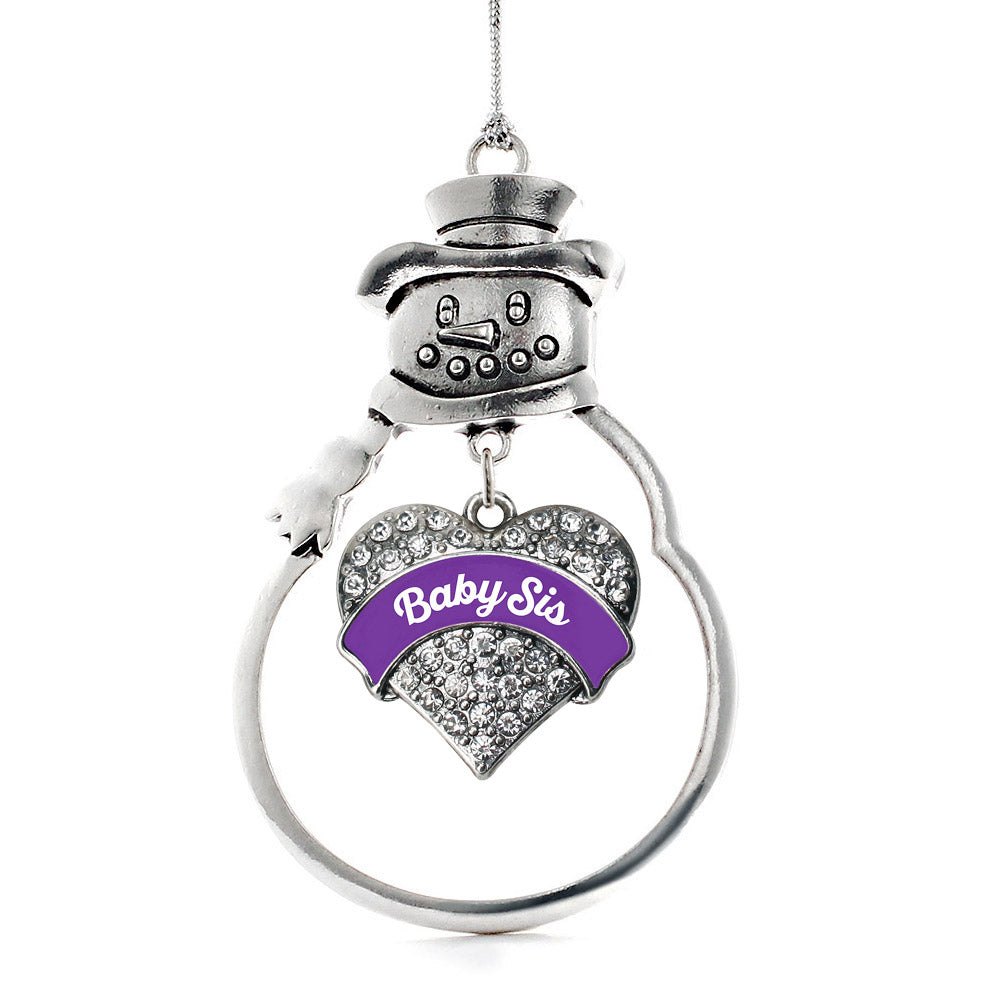 Purple Baby Sister Pave Heart Charm Christmas / Holiday Ornament