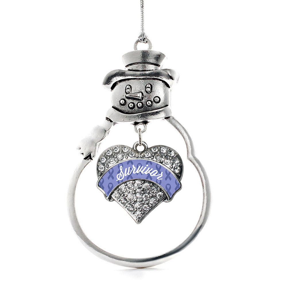 Periwinkle Survivor Pave Heart Charm Christmas / Holiday Ornament