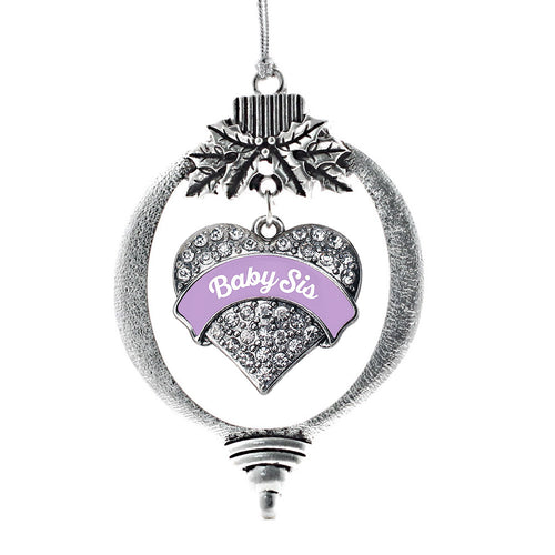 Lavender Baby Sister Pave Heart Charm Christmas / Holiday Ornament