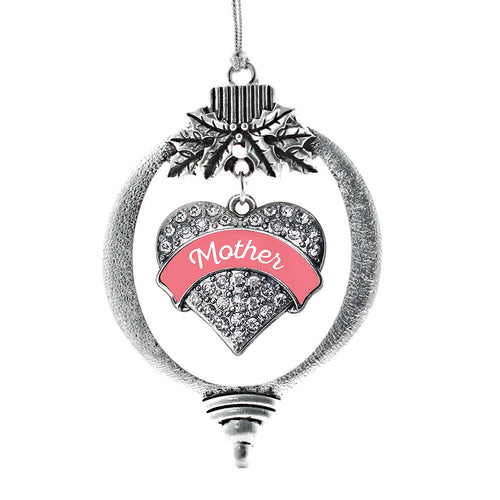 Coral Mother Pave Heart Charm Christmas / Holiday Ornament