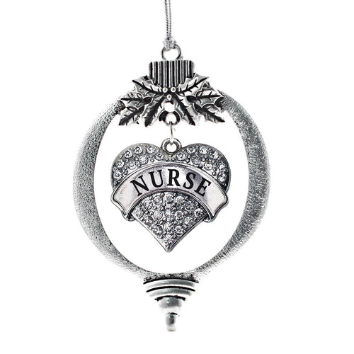 Crystal Nurse Pave Heart Charm Christmas / Holiday Ornament