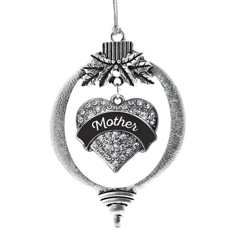 Black and White Mother Pave Heart Charm Christmas / Holiday Ornament