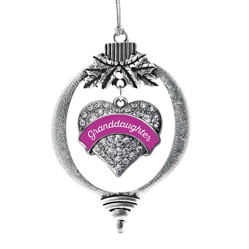 Magenta Granddaughter Pave Heart Charm Christmas / Holiday Ornament