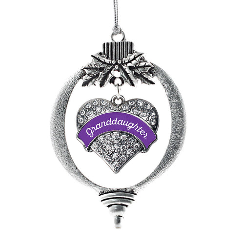 Purple Granddaughter Pave Heart Charm Christmas / Holiday Ornament