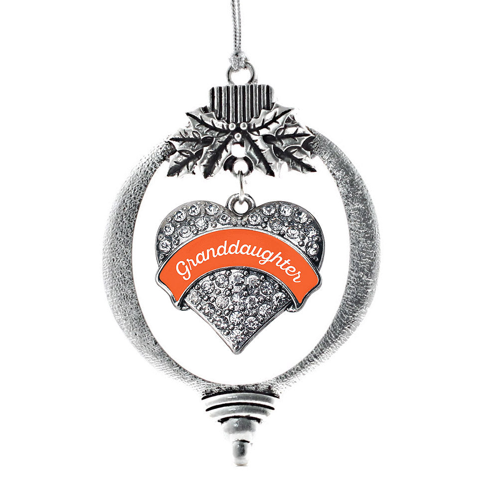 Orange Granddaughter Pave Heart Charm Christmas / Holiday Ornament