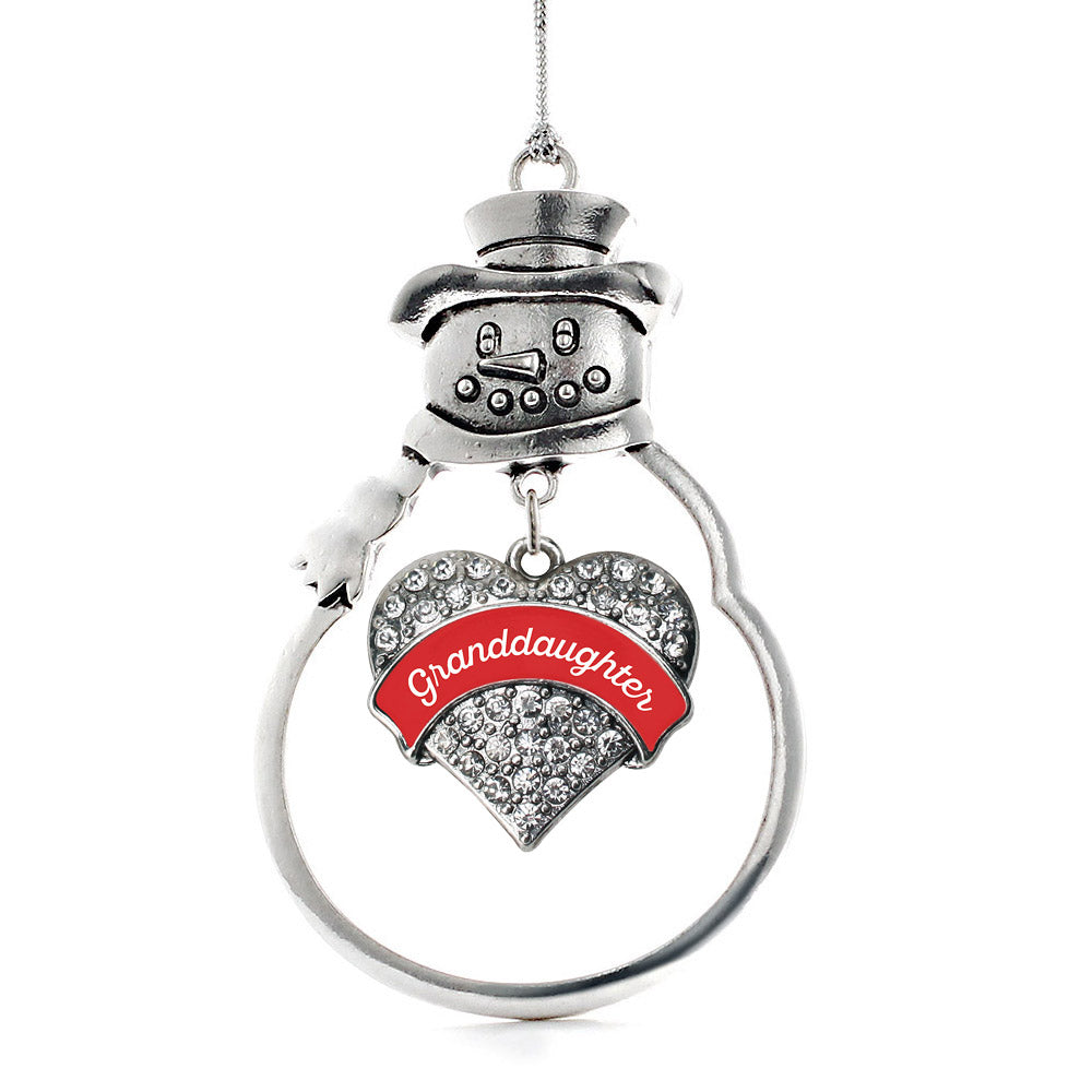 Red Granddaughter Pave Heart Charm Christmas / Holiday Ornament