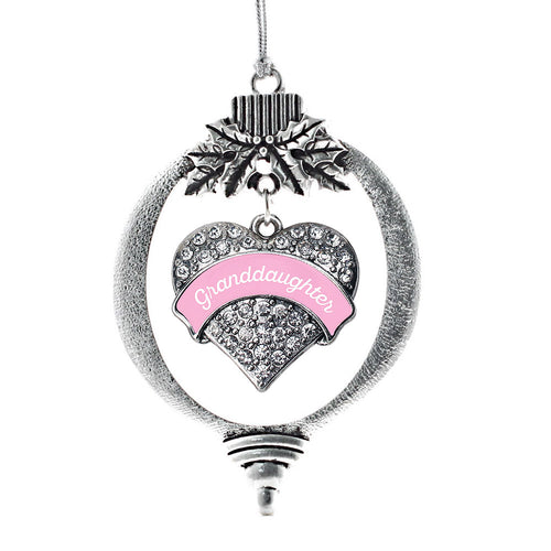 Pink Granddaughter Pave Heart Charm Christmas / Holiday Ornament