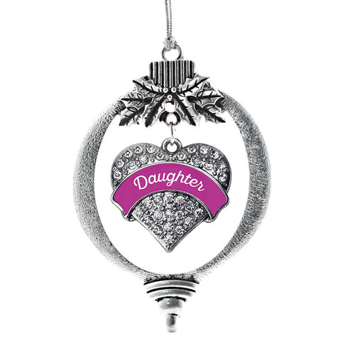 Magenta Daughter Pave Heart Charm Christmas / Holiday Ornament