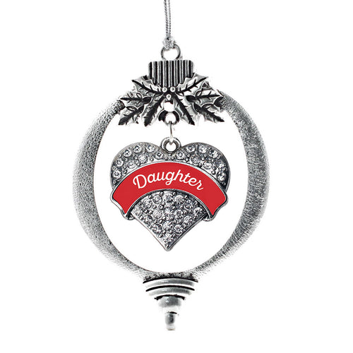 Red Daughter Pave Heart Charm Christmas / Holiday Ornament