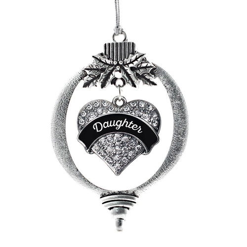 Black and White Daughter Pave Heart Charm Christmas / Holiday Ornament