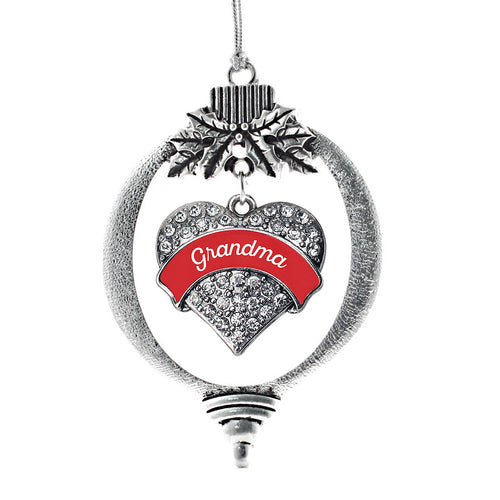 Red Grandma Pave Heart Charm Christmas / Holiday Ornament