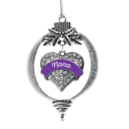 Purple Nana Pave Heart Charm Christmas / Holiday Ornament