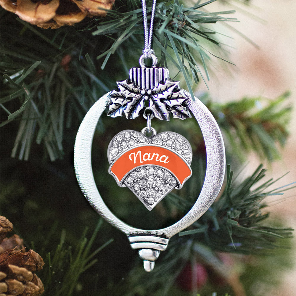 Orange Nana Pave Heart Charm Christmas / Holiday Ornament