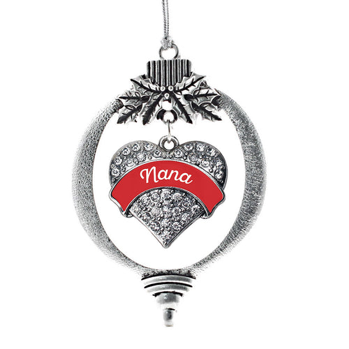 Red Nana Pave Heart Charm Christmas / Holiday Ornament