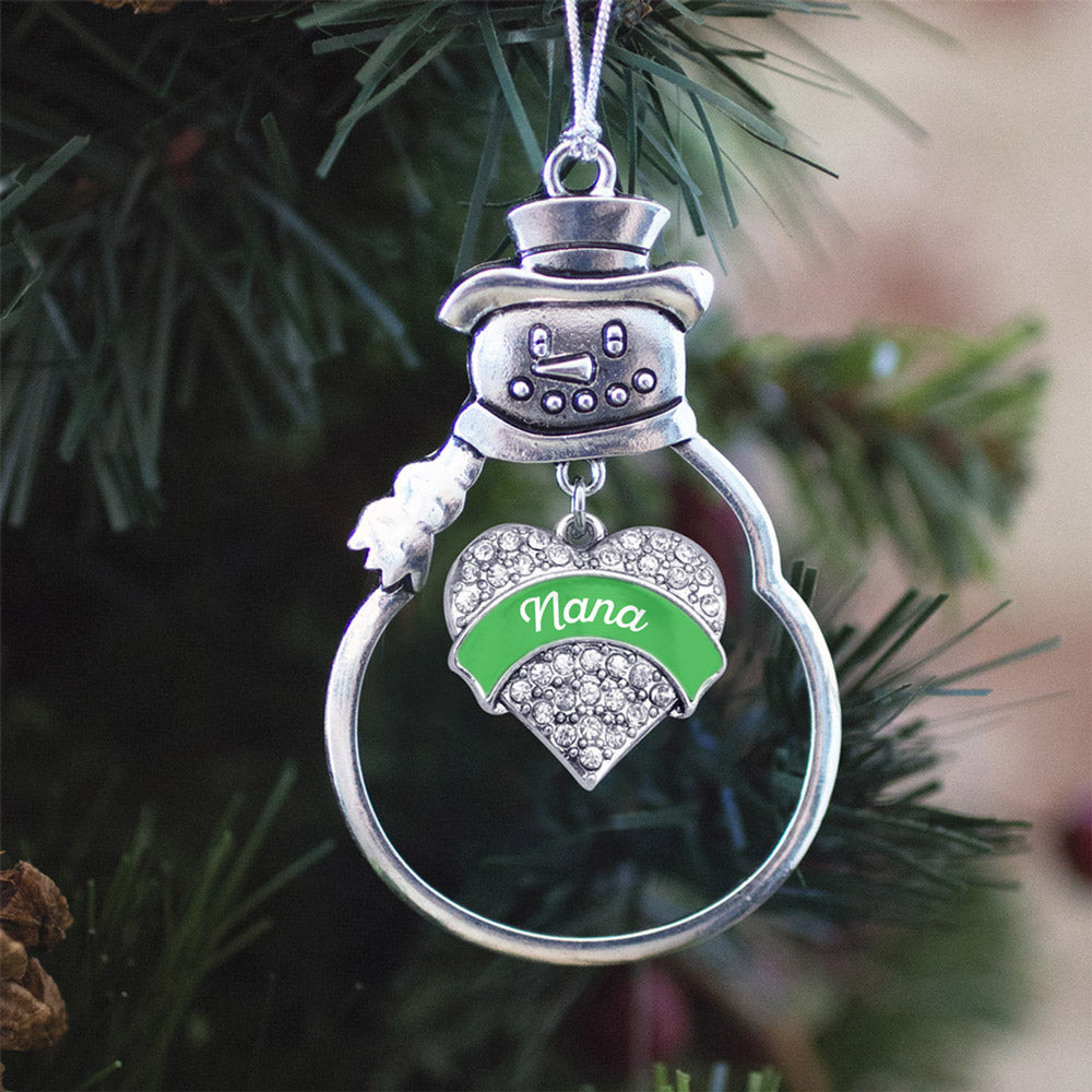 Emerald Green Nana Pave Heart Charm Christmas / Holiday Ornament