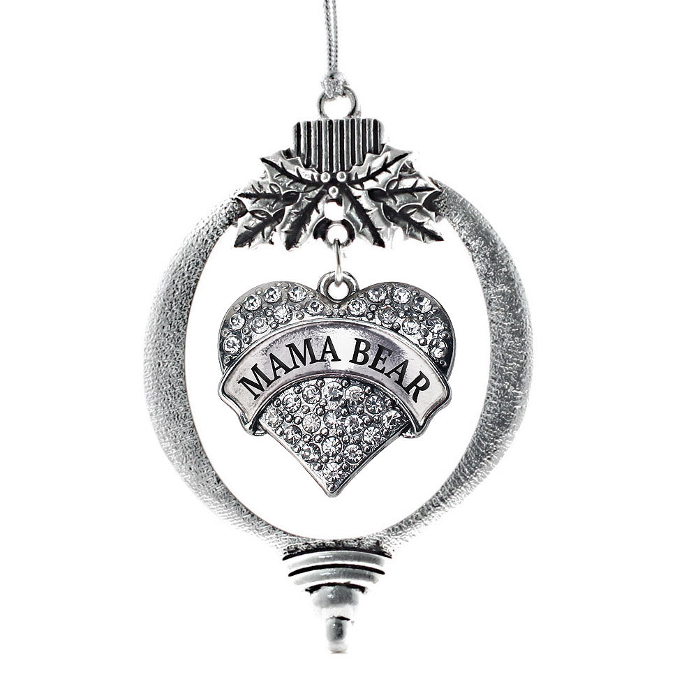 Mama Bear Pave Heart Charm Christmas / Holiday Ornament