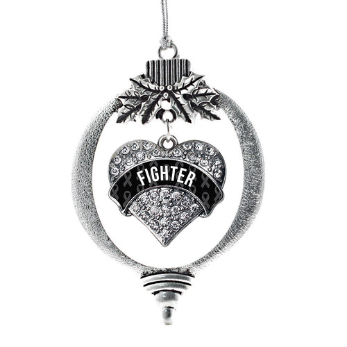 Black Fighter Pave Heart Charm Christmas / Holiday Ornament