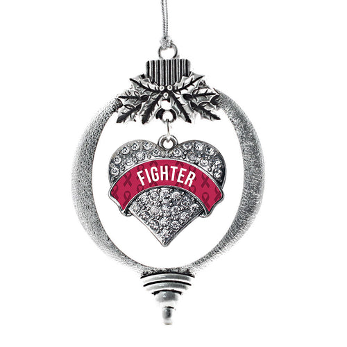 Burgundy Fighter Pave Heart Charm Christmas / Holiday Ornament