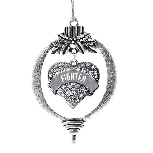 Gray Fighter Pave Heart Charm Christmas / Holiday Ornament