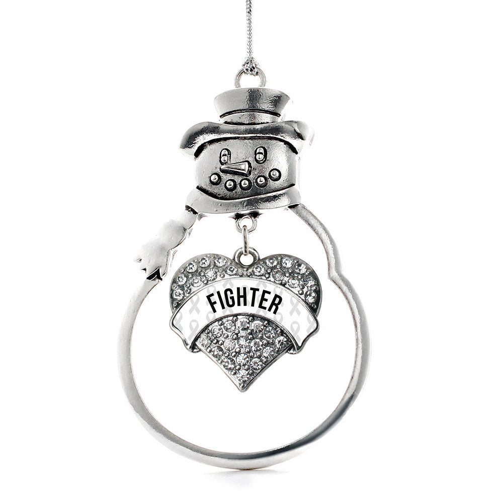 White Fighter Pave Heart Charm Christmas / Holiday Ornament