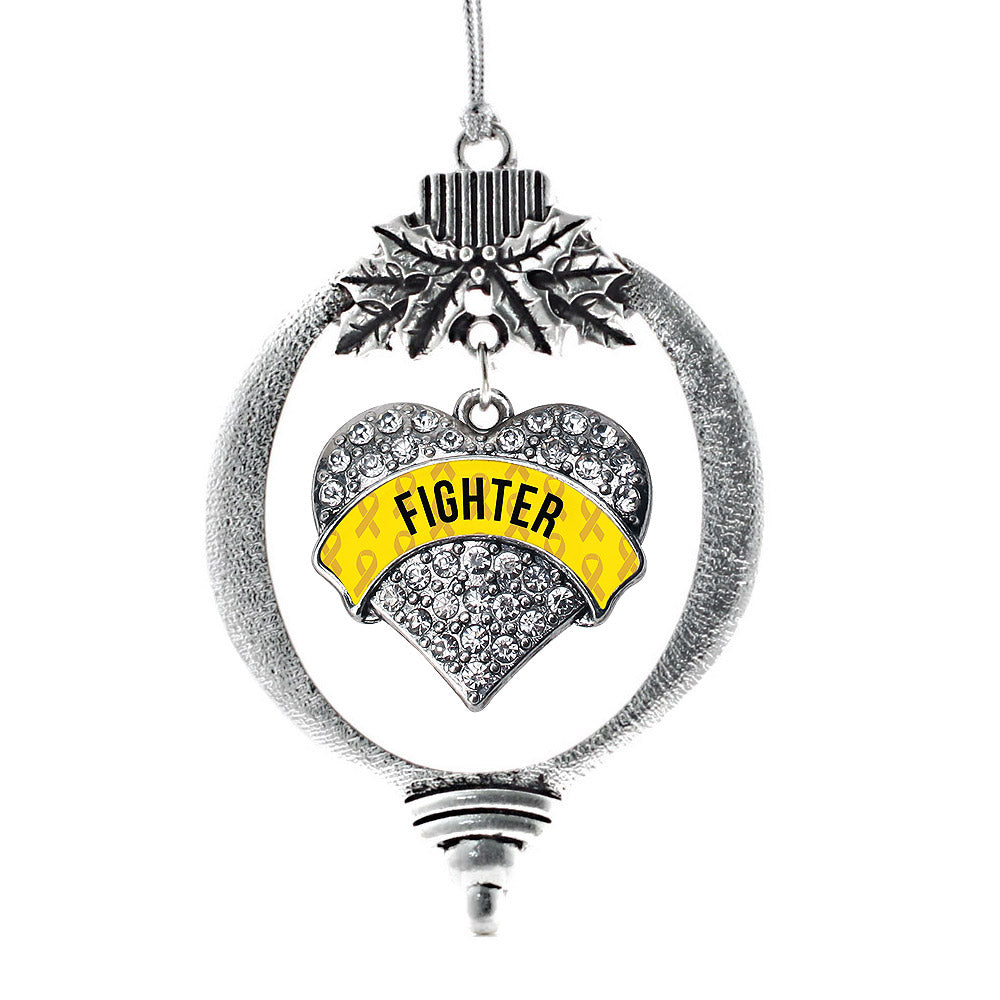 Yellow Fighter Pave Heart Charm Christmas / Holiday Ornament