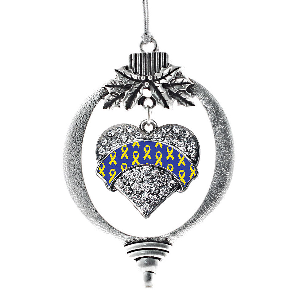 Down Syndrome Awareness & Support Pave Heart Charm Christmas / Holiday Ornament