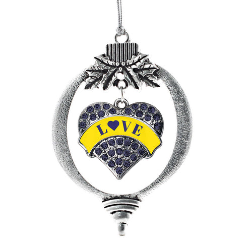 Down Syndrome Awareness & Support Navy Pave Heart Charm Christmas / Holiday Ornament